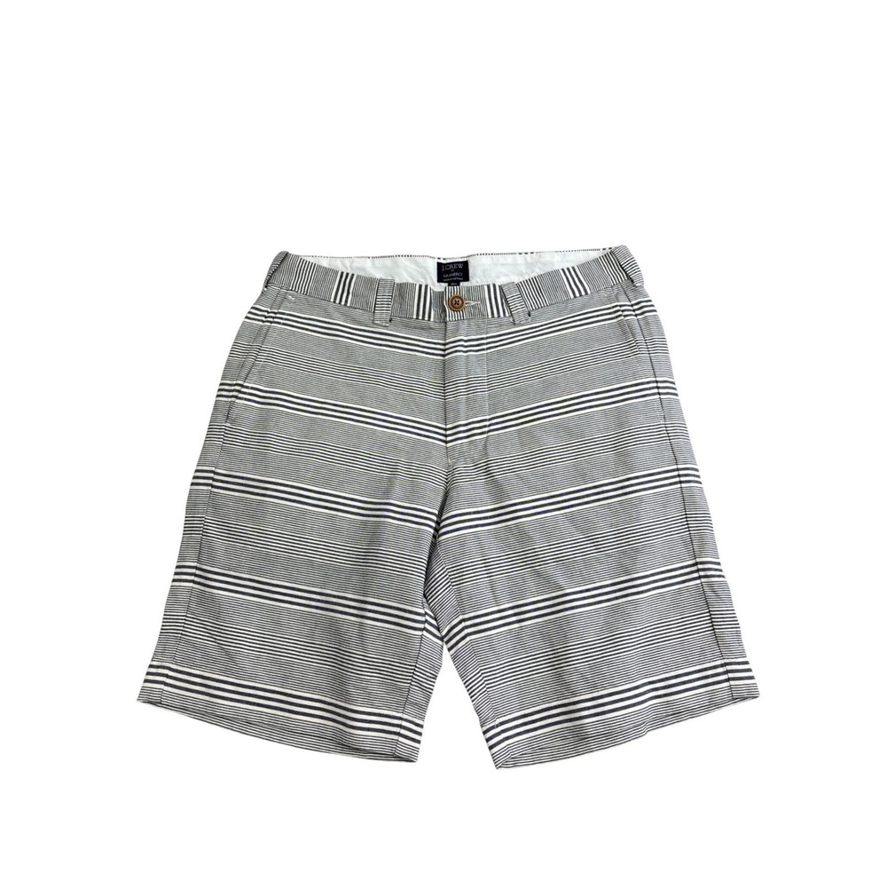 J.Crew Gramercy Mens Striped Shorts Navy White Size 30 Flat Front Summer Casual